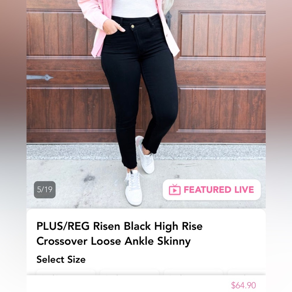 Risen black high rise crossover loose ankle skinny pants